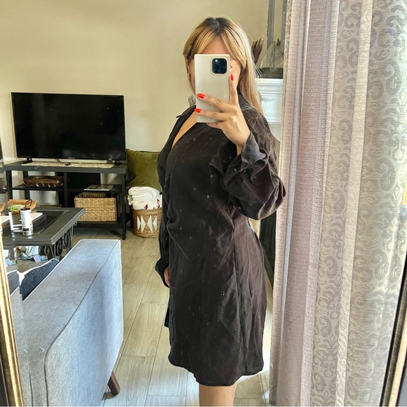 Zara | NWT! Black faux wrap mini long sleeve dress size: 2XL - Picture 2 of 6